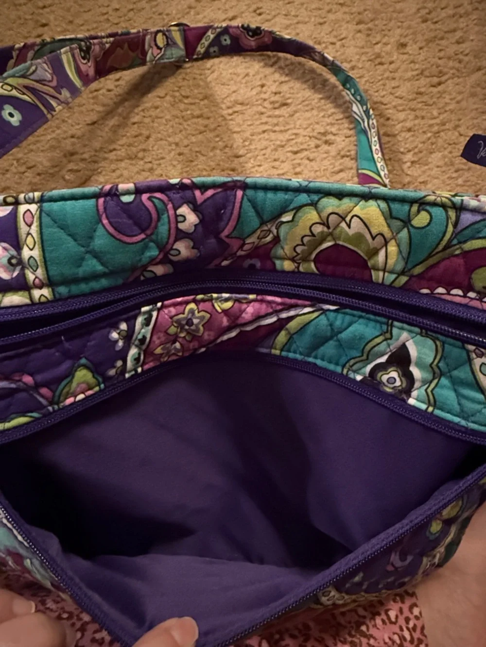 Vera Bradley Purple Teal Paisley Quilted Crossbody